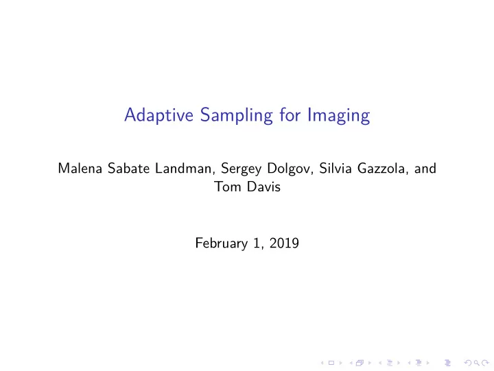 adaptive sampling for imaging