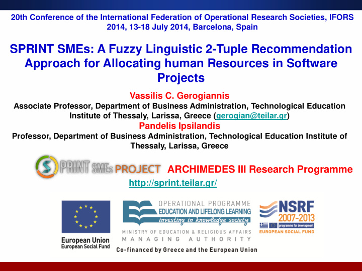 sprint smes a fuzzy linguistic 2 tuple recommendation