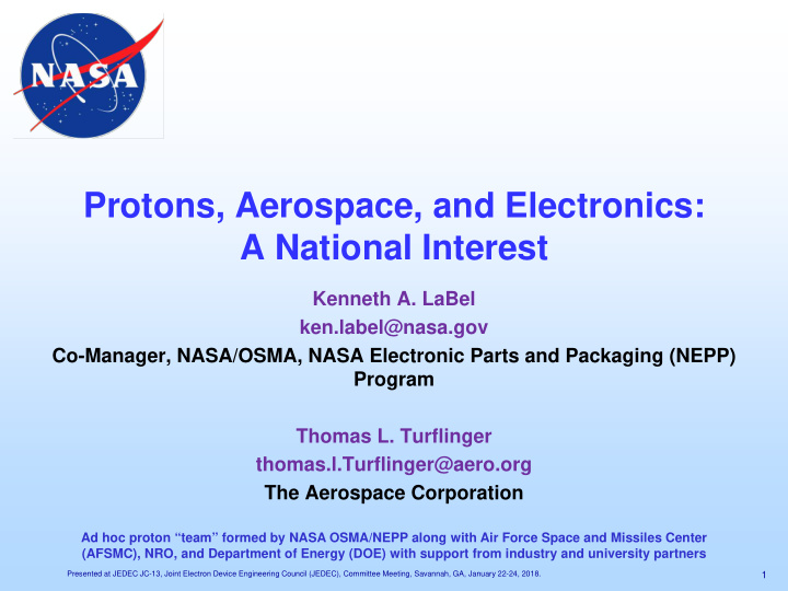 protons aerospace and electronics a national interest