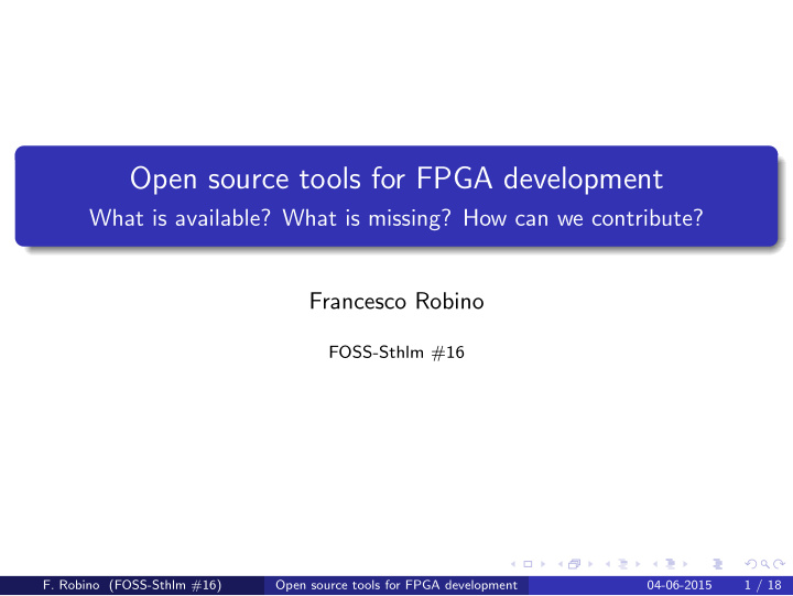open source tools for fpga development