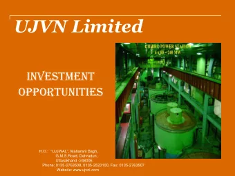 UJVN Limited  Investment  Opportunities H.O.:  UJJWAL, Maharani Bagh,  G.M.S.Road, Dehradun,