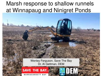 at Winnapaug and Ninigret Ponds  Wenley Ferguson, Save The Bay  Dr. Al Gettman, DEM  Region-wide