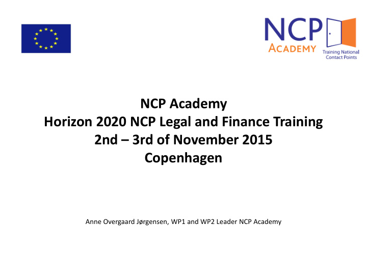 ncp academy horizon 2020 ncp legal and finance training