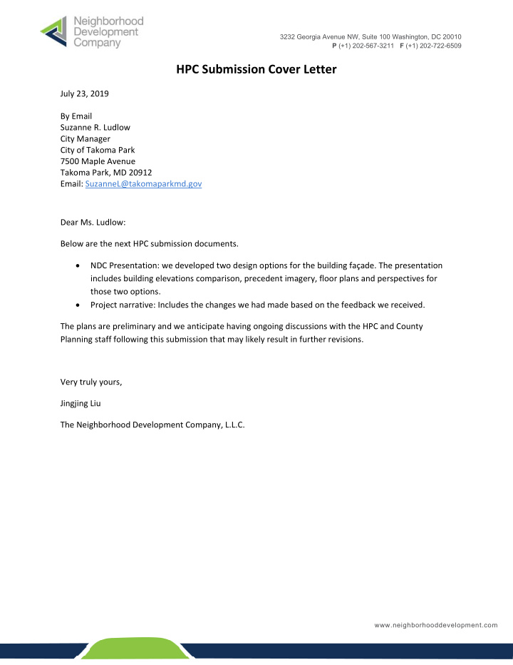 hpc submission cover letter