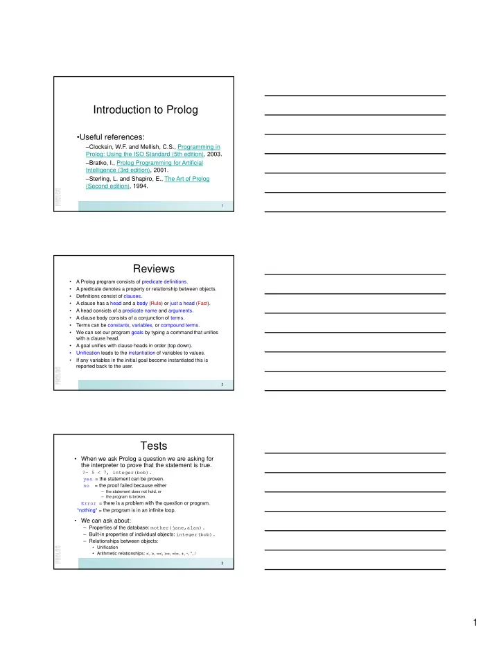 introduction to prolog