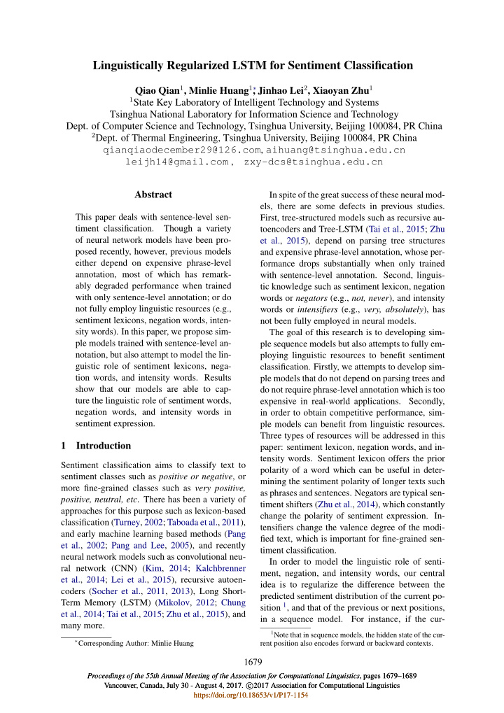 linguistically regularized lstm for sentiment