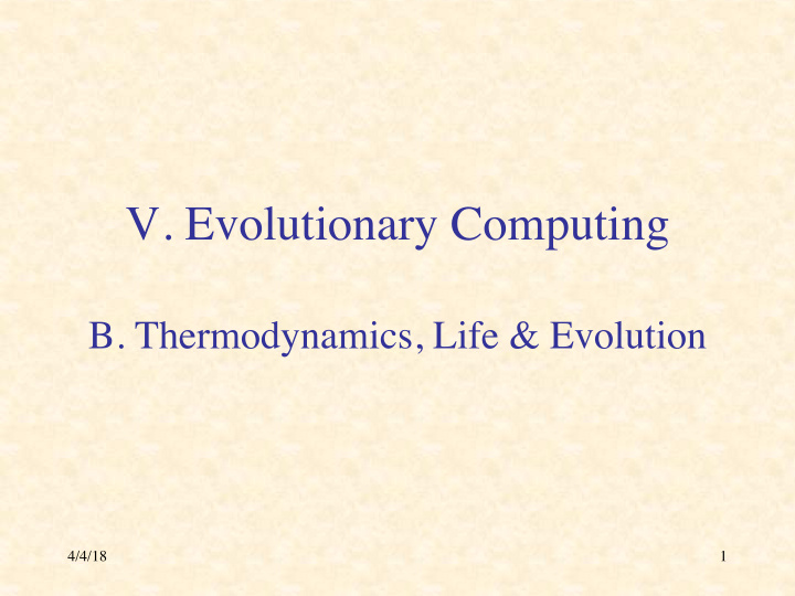 v evolutionary computing