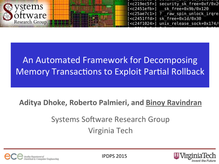 an automated framework for decomposing memory transac ons