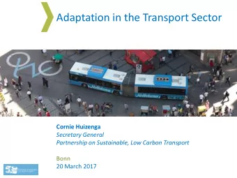Adaptation in the Transport Sector  Cornie Huizenga  Secretary General  Partnership on Sustainable,