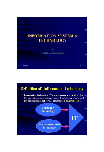 IT  Telecommunication  Technology  1  Information System (IS) Model  Performance  Control System