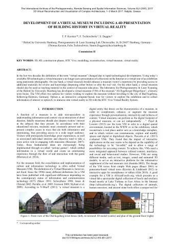 DEVELOPMENT OF A VIRTUAL MUSEUM INCLUDING A 4D PRESENTATION  OF BUILDING HISTORY IN VIRTUAL REALITY