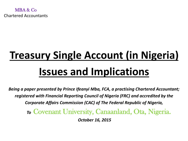 treasury single account in nigeria