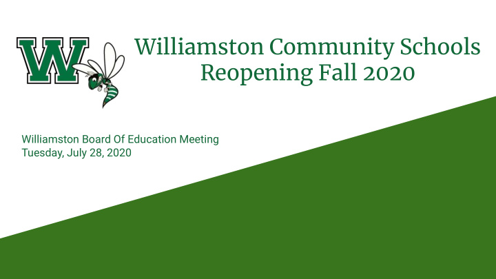 williamston community schools reopening fall 2020