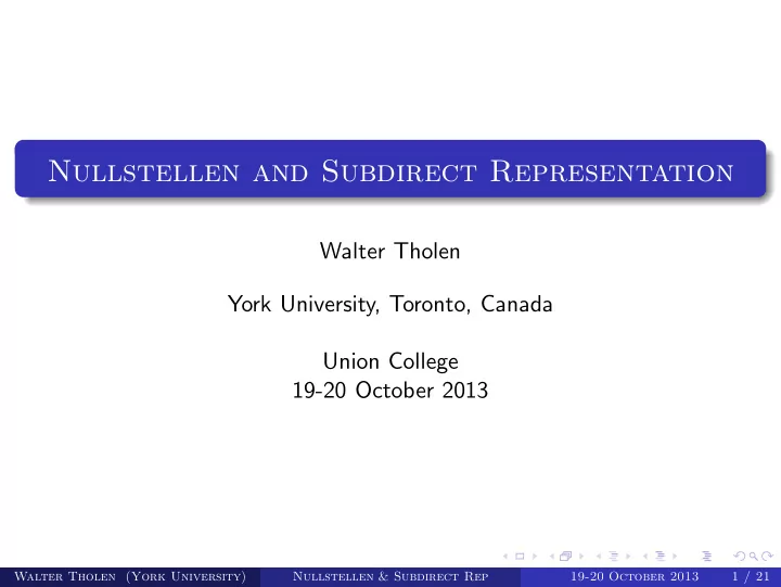 nullstellen and subdirect representation