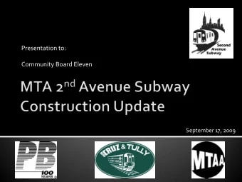 Presentation to:  Community Board Eleven  September 17, 2009 Phil Rice  PB/CCM Charlie