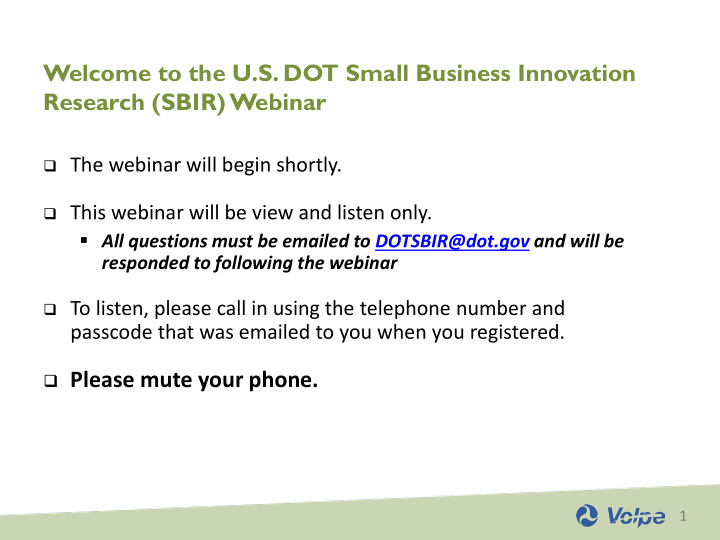 welcome to the u s dot small business innovation research
