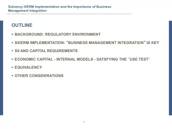 OUTLINE  BACKGROUND: REGULATORY ENVIRONMENT  SII/ERM IMPLEMENTATION:  BUSINESS