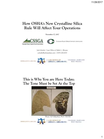 How OSHA's New Crystalline Silica  Rule Will Affect Your Operations  November 17, 2017  Josh