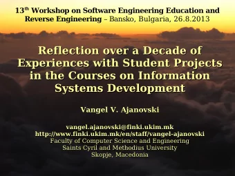 Reflection over a Decade of  Reflection over a Decade of  Experiences with Student Projects