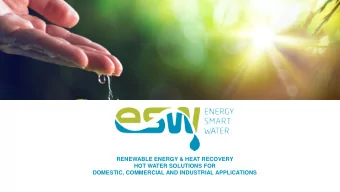 RENEWABLE ENERGY &amp; HEAT RECOVERY  HOT WATER SOLUTIONS FOR  DOMESTIC, COMMERCIAL AND INDUSTRIAL