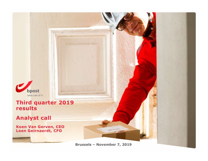 third quarter 2019 results analyst call