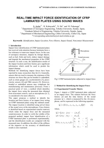 REAL-TIME IMPACT FORCE IDENTIFICATION OF CFRP  LAMINATED PLATES USING SOUND WAVES S. Atobe 1* ,  H.