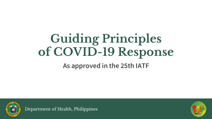 guiding principles of covid 19 response