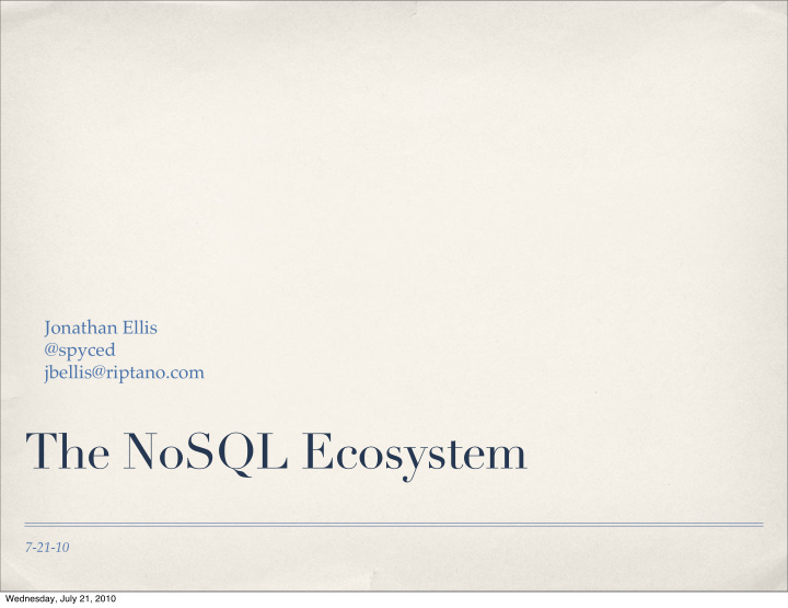 the nosql ecosystem