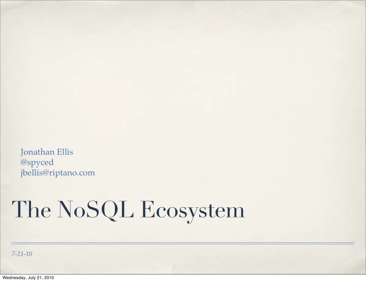 the nosql ecosystem