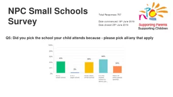 NPC Small Schools  Total Responses 757  Survey Date commenced: 18 th June 2019 Date closed: 25 th
