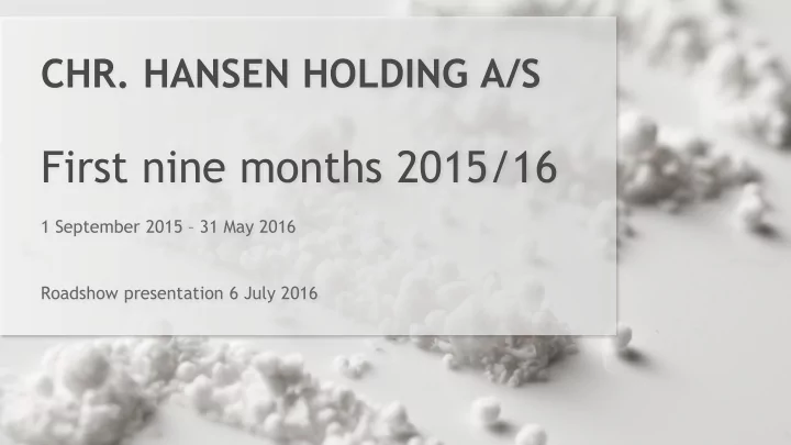 first nine months 2015 16