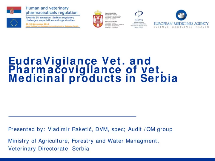 eudravigilance vet and pharm acovigilance of vet