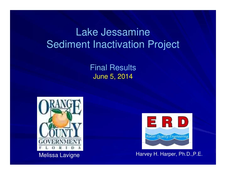 lake jessamine lake jessamine sediment inactivation