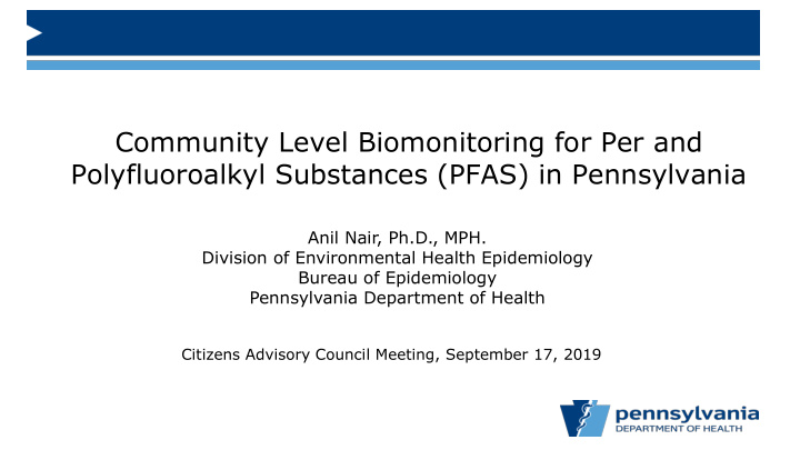 community level biomonitoring for per and