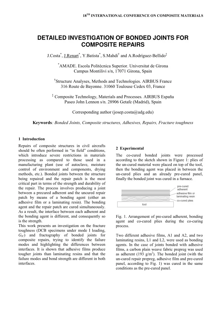 detailed investigation of bonded joints for composite