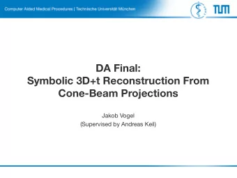 DA Final:  Symbolic 3D+t Reconstruction From  Cone-Beam Projections  Jakob Vogel  (Supervised by