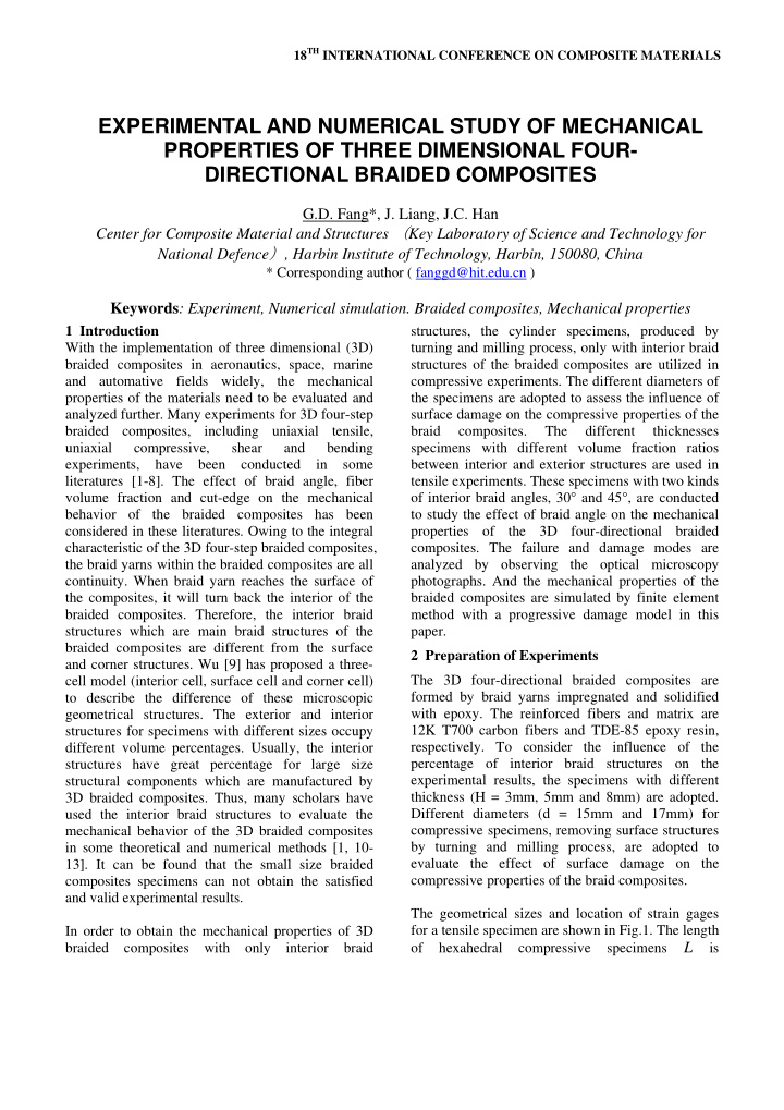 experimental and numerical study of mechanical properties