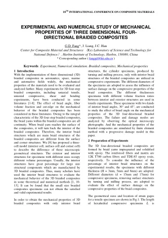 EXPERIMENTAL AND NUMERICAL STUDY OF MECHANICAL  PROPERTIES OF THREE DIMENSIONAL FOUR-  DIRECTIONAL