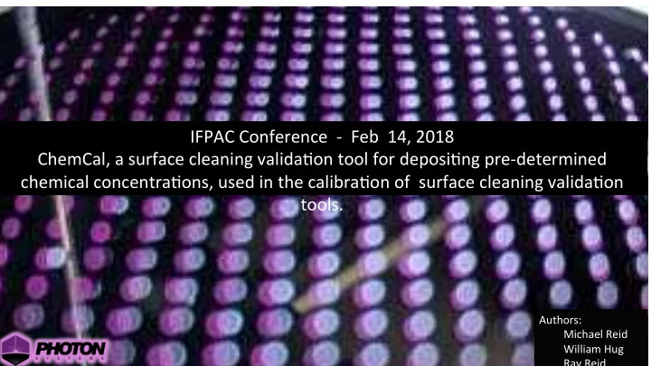 chemcal a surface cleaning valida on tool for deposi ng