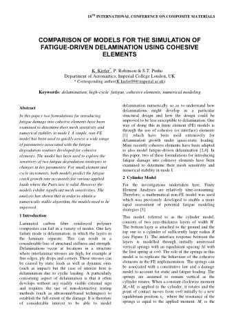 COMPARISON OF MODELS FOR THE SIMULATION OF FATIGUE - DRIVEN DELAMINATION USING COHESIVE ELEMENTS K.