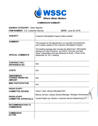 Customer Affordability Program Improvements  Status Report  Crystal Knight-Lee  Director, Customer