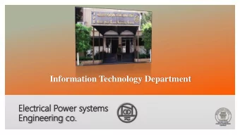 Information Technology Department  El  Elect  ectrical  rical Pow  ower  er sys  syste  tems  ms