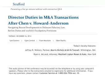 Director Duties in M&amp;A Transactions  After Chen v. Howard-Anderson  Navigating Recent