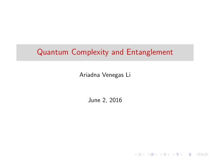quantum complexity and entanglement