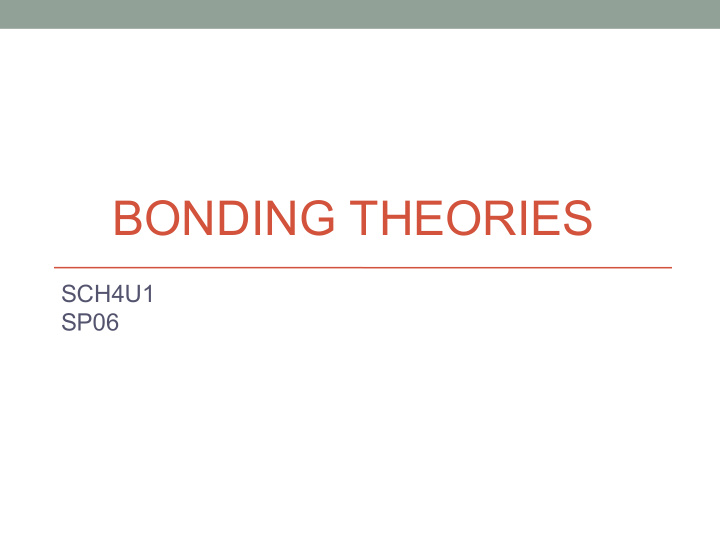 bonding theories