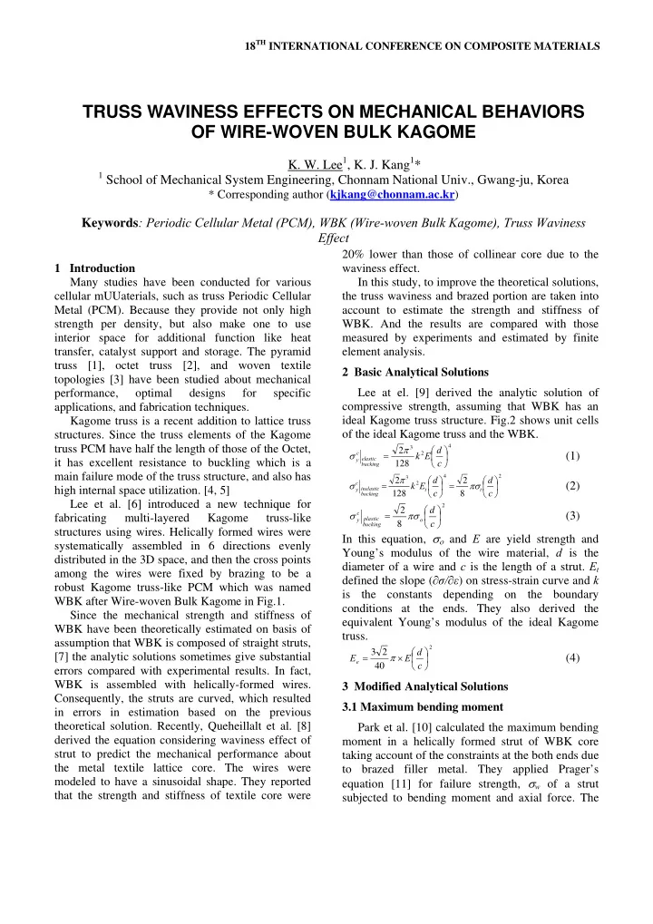 truss waviness effects on mechanical behaviors of wire