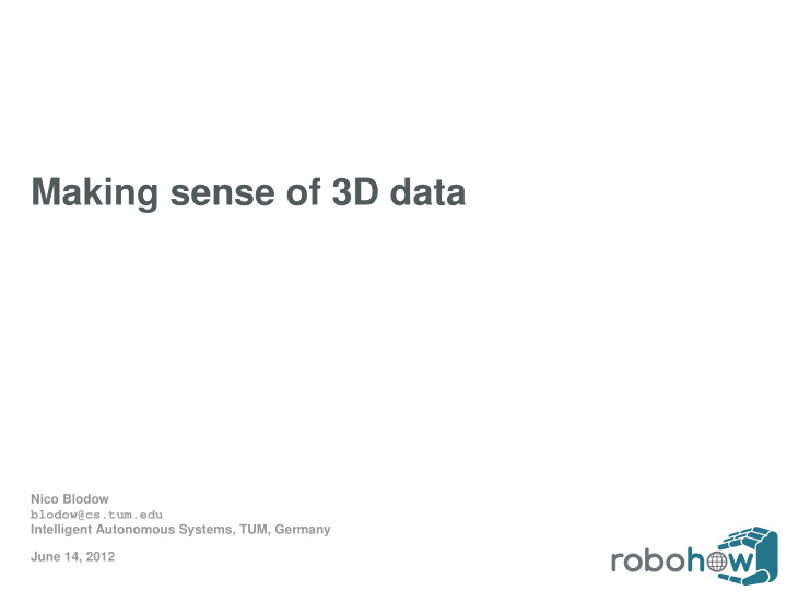 making sense of 3d data