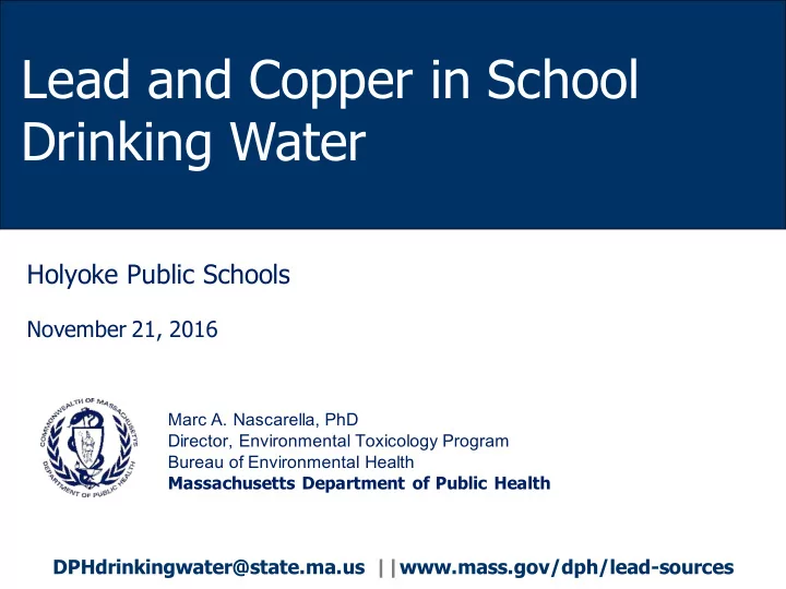 lead and copper in school