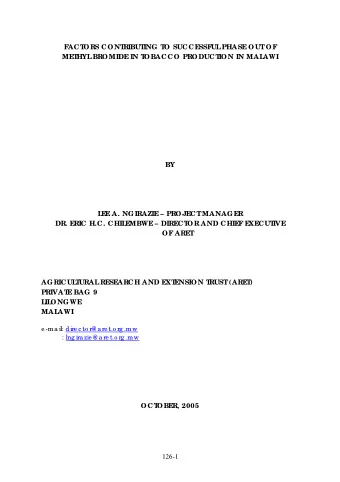 F  ACT  ORS CONT  RIBUT  ING T  O SUCCE  SSF  UL  PHASE  OUT  OF  ME  T  HYL  BROMIDE  IN T  OBACCO