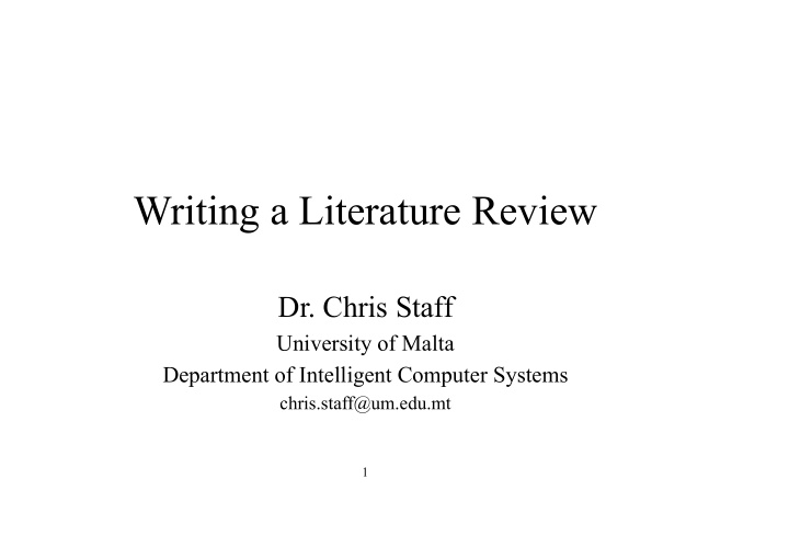 writing a literature review